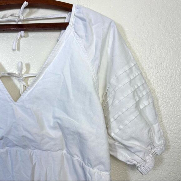 7 For All Mankind White Puff Sleeve Babydoll Dress Size L - Picture 6 of 11